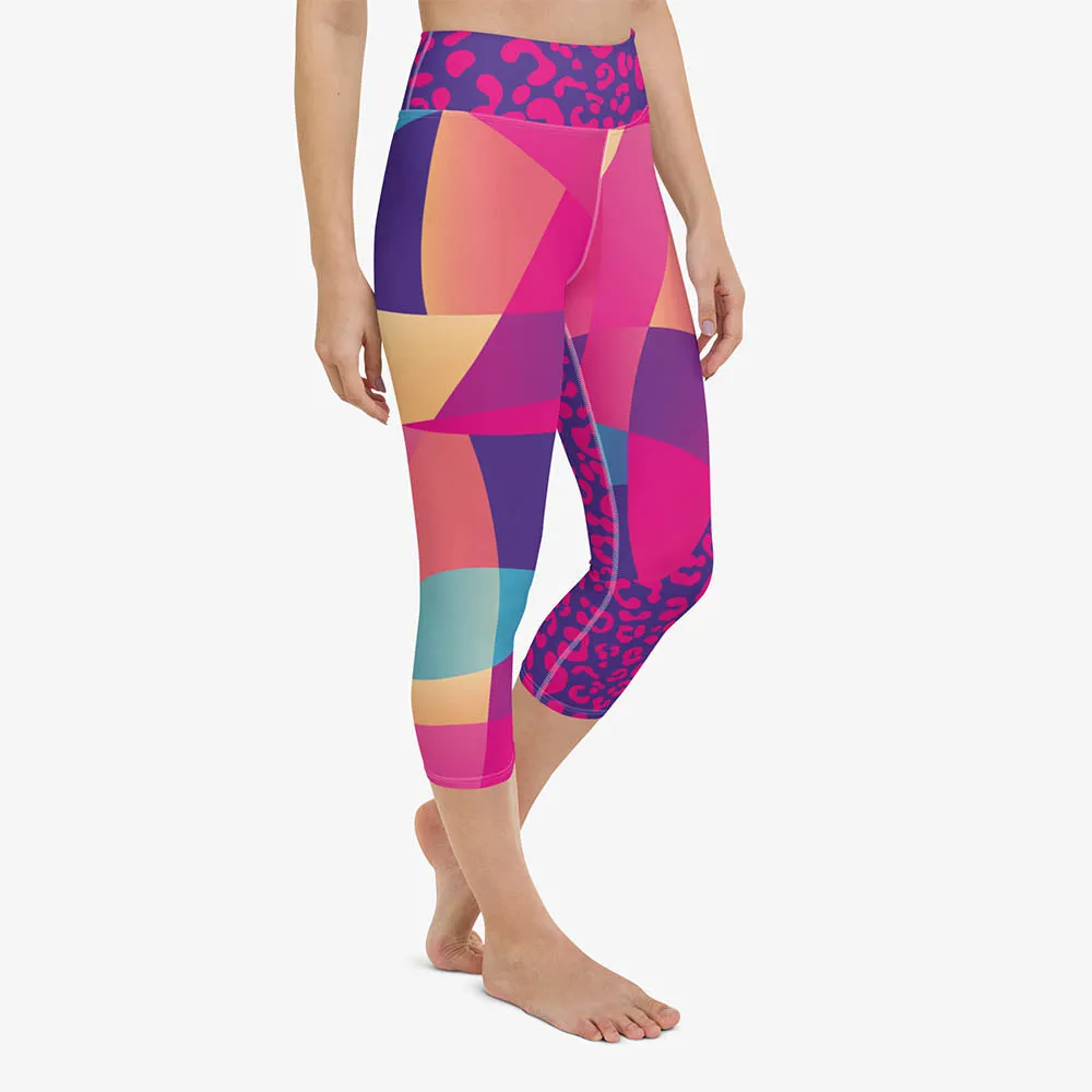 Animal Printed Capris "Wild Patchwork" Blues/Purple/Magenta
